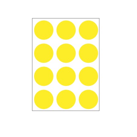 Nevs 1-1/4" Color Coding Dots Yellow - Sheet Form DOT-114M Yellow